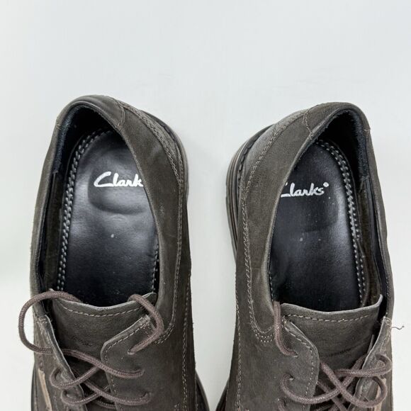 Clarks Denton Dane Derby Shoes Mens 10 M Brown Nubuck Leather Wingtip Oxford - Picture 9 of 15